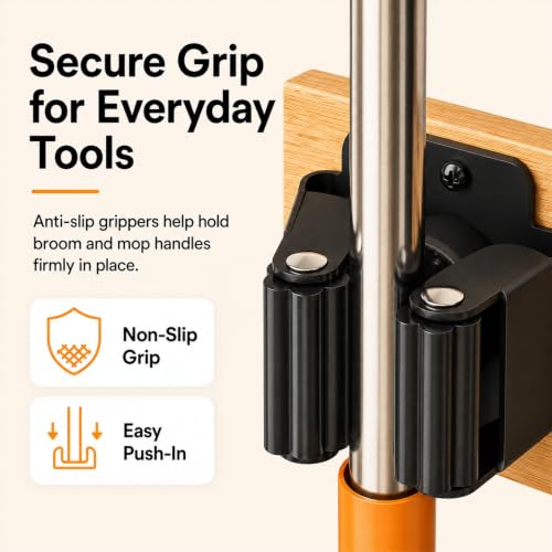 Large Broom Holder and Mop Organizer Wall Mount with Shelf - Image 6