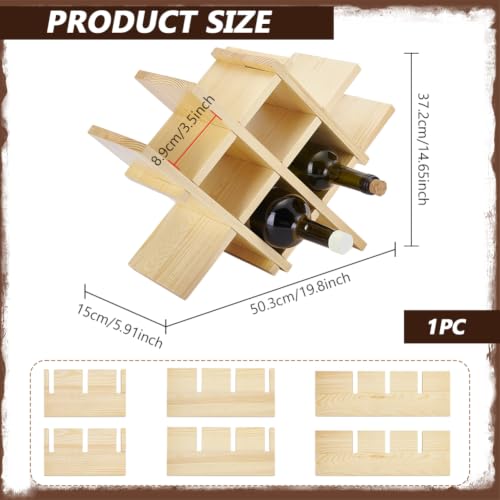 NBEADS 19.80x5.91x14.65 inch Countertop Wood Wine Rack, Bamboo - Image 3