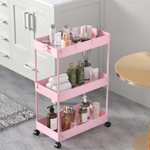 3 Tier Rolling Cart with Wheels, Storage Craft Art Trolley - Image 2