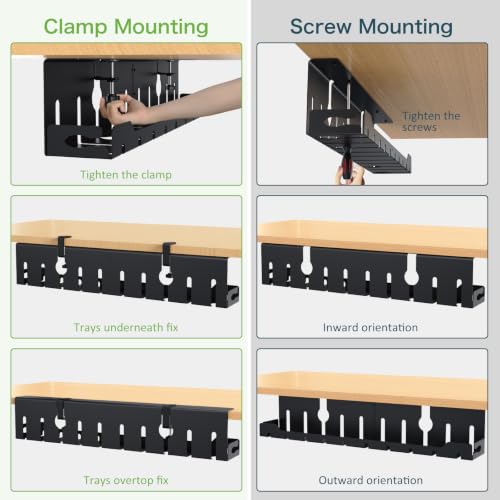 KEEGH Under Desk Cable Management Tray 32 in, Metal Cable Holder - Image 3
