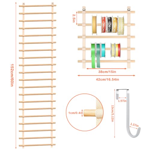 Over The Door Ribbon Organizer ：20 Tier Ribbon Holder Rack - Image 3