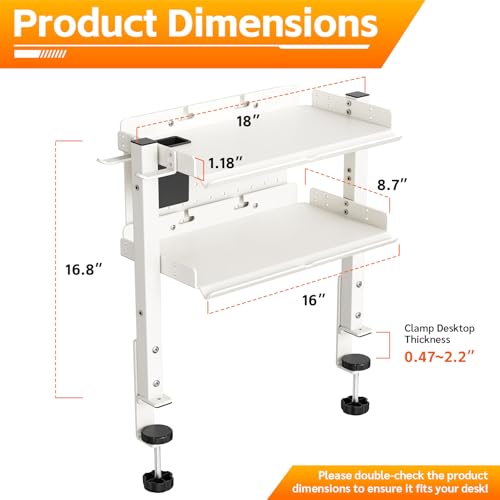 Metal Clamp On Desk Shelf,Storage Shelves with Pegboard - Image 3