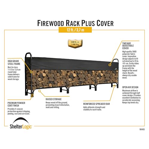 ShelterLogic 12' Adjustable Heavy Duty Outdoor Firewood - Image 5