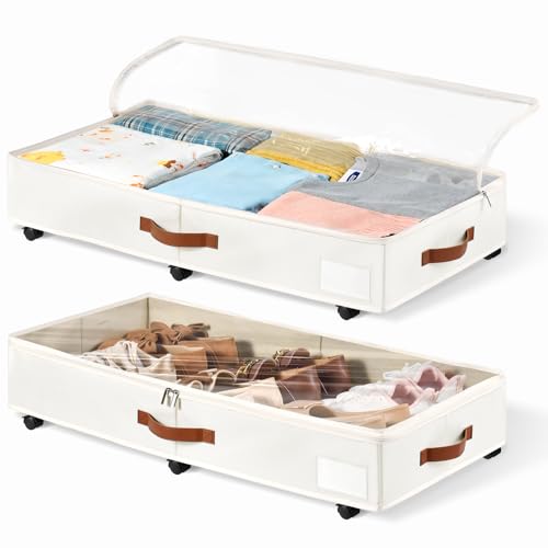 6 Inches Under Bed Storage with Wheels Pack of 2, Underbed - Image 2