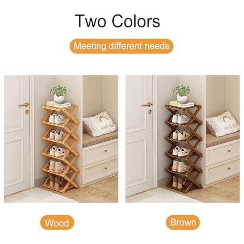 YYW Shoe Rack, Foldable Bamboo Shoes Shelf - Image 4