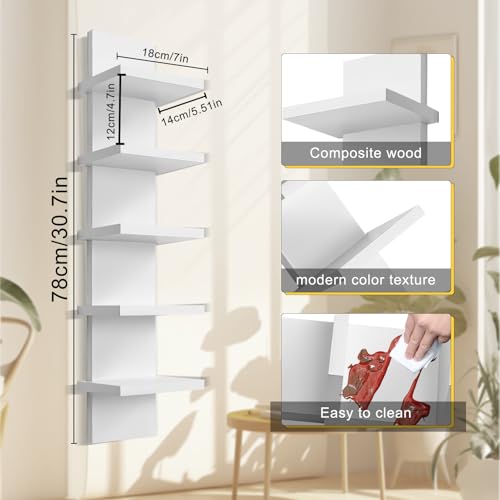 YEXEXINM 5 Tier Wall Shelf Unit - Narrow Smooth Laminate Finish - Image 4
