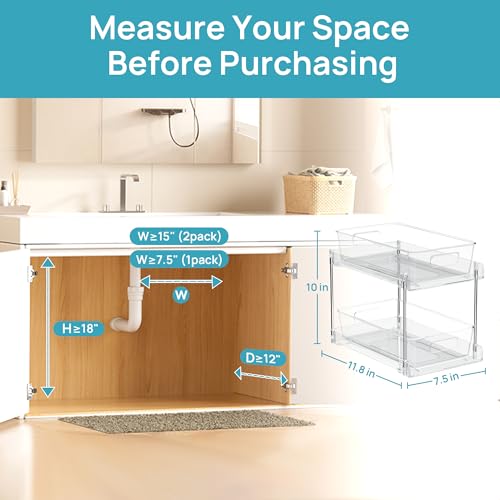Vtopmart 2 Pack Pull Out Bathroom Under Sink Organizer - Image 5
