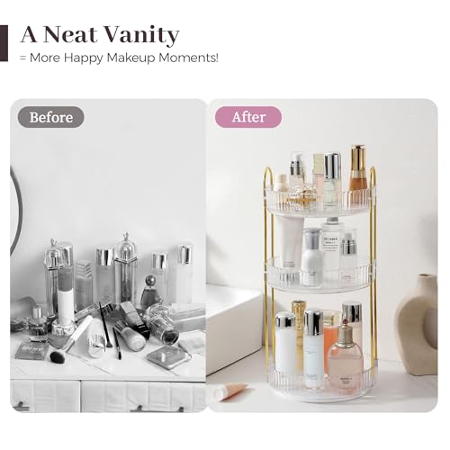 Aveniee 3-Tier 360° Rotating Makeup Organizer, Clear Spinning - Image 6