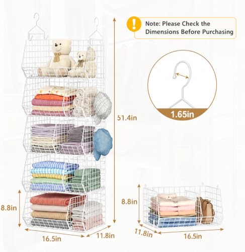 5 Tier Extra Large Closet Hanging Shelves with Divider,2 - Image 4