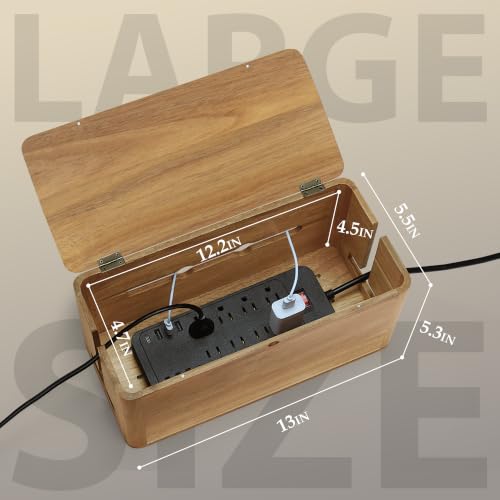 Acacia Wood Cord Management Box, Magnetic Lid - Image 4