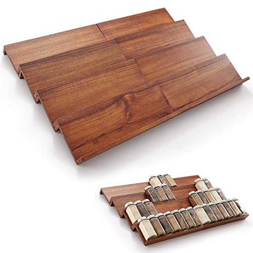 Tinamo Acacia Wood 4-Tier Spice Rack Organizer for Cabinet, Pack - Image 2