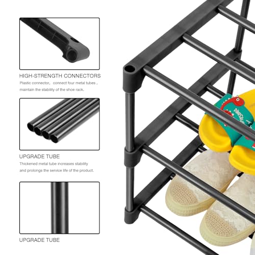 HITHIM 3-Tier Black Small Shoe Racks, Narrow Shoe Rack for 5-6 - Image 6