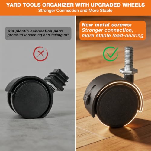 Garden Tool Organizer with Wheels, Yard Tool Rack with 3 - Image 6