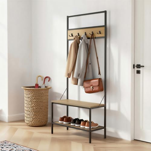 Amazon Basics Entry Bench with Hooks, Hall Tree with Shoe Storage - Image 3