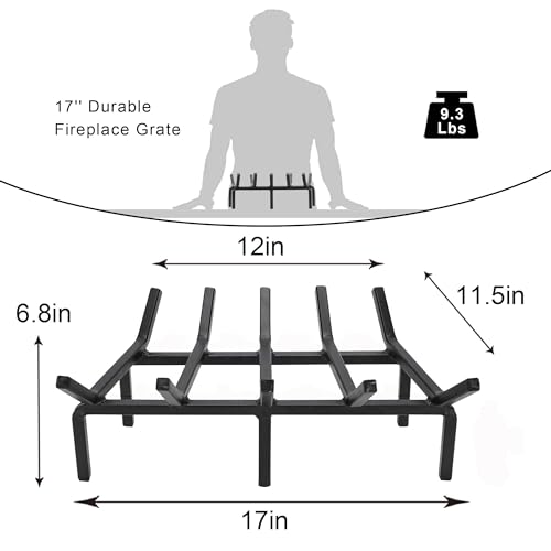 17 Inch Fireplace Grate Heavy Duty Solid Steel Fire Grate - Image 3