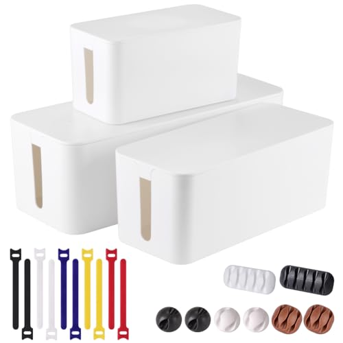 Tuwechen 3 Pack Cable Management Box, Cable Organizer Box to Hide - Image 2