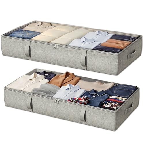 2-Pack Under Bed Storage Containers, 6 Inches Tall Clothes - Image 2
