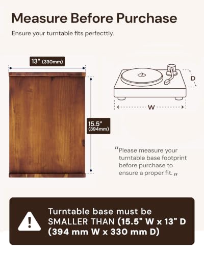 2BHOME Record Player Stand with Vinyl Record Storage, Acacia Wood - Image 5