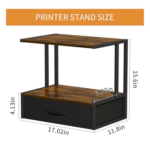 Printer Stand with Storage for Desk, with Fabric Drawer - Image 5