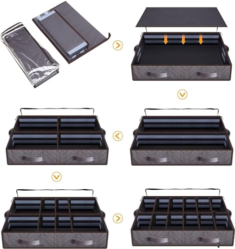 Set of 2, Under Bed Shoe Storage Organizer, Gray - Image 3