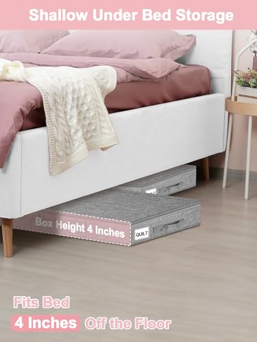 4-In Low Profile Under Bed Storage, Rigid Structure, 2 Pack, Gray - Image 3