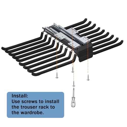 Pull Out Pants Hanger Rack Bar 18 Arms Steel Pull Out - Image 6