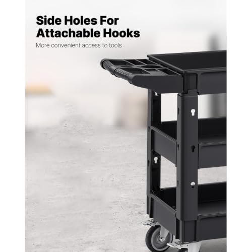 3-Shelf Utility Service Cart, 550 lb Capacity with 360° Swivel - Image 6