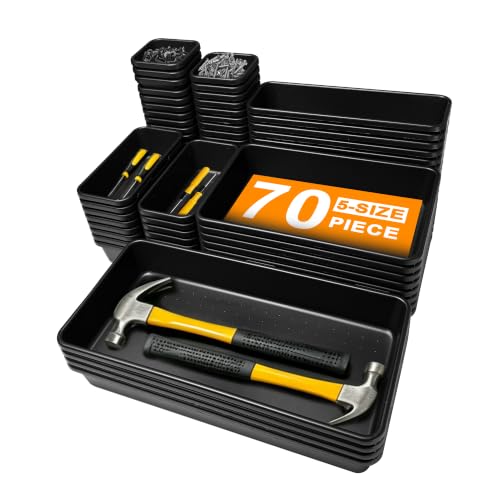 70 PCS Tool Box Organizer Tray Divider Set, 5-Size Black - Image 2