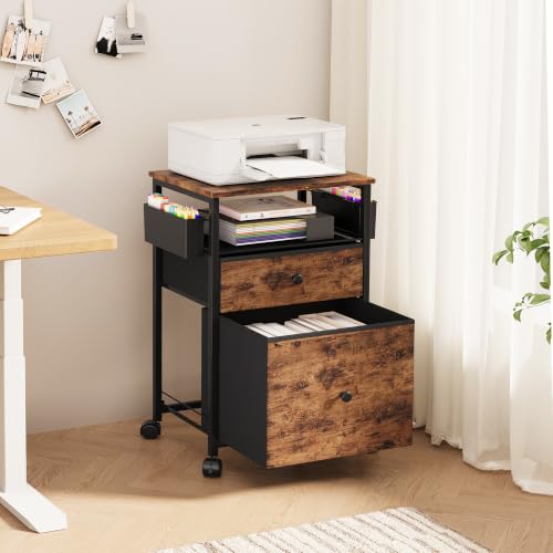 File Cabinet, Rolling Cart with 2 Storage Drawers and 2 - Image 6