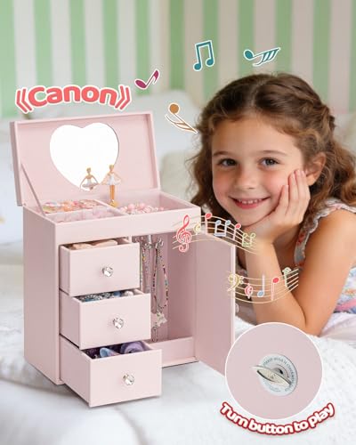 VLANDO 4 Layer Musical Jewelry Box, 3 Drawers Storage - Image 7