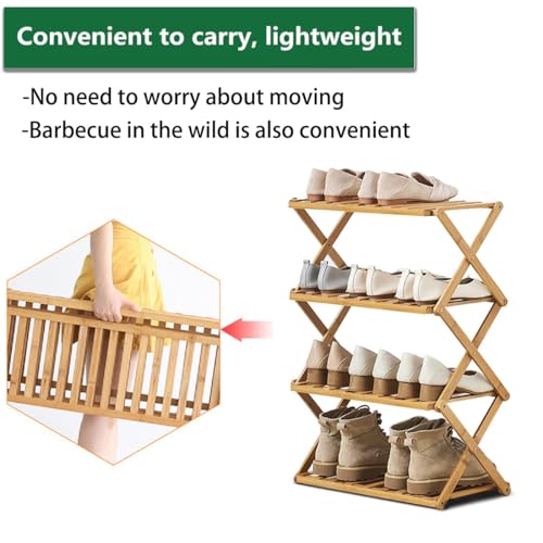 4 Tier Bamboo Shoe Rack,Portable Folding Shoe Storag | All Products - Image 7
