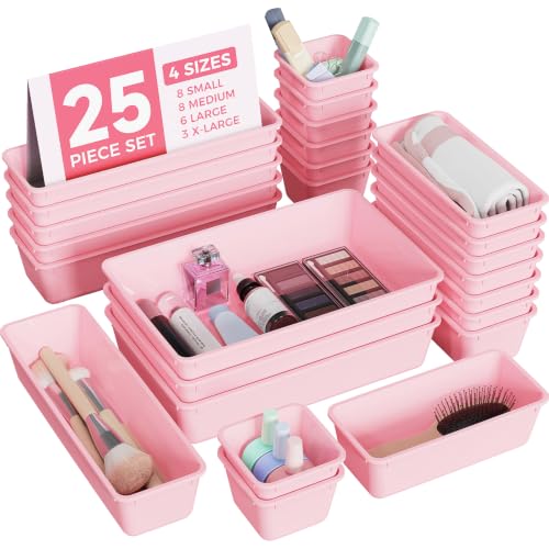 BiuLeon 25 PCS Plastic Drawer Organizers Set, 4-Sizes Vanity - Image 2