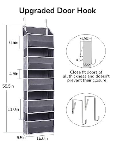 ULG 1 Pack Over Door Organizer with 5 Large and 10 Mesh Side - Image 7