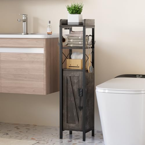 VECELO Small Bathroom Storage Cabinet, Slim Toilet Paper - Image 7