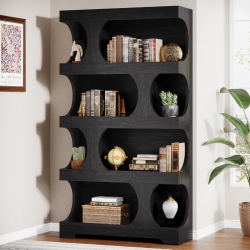 Tribesigns 71" Tall Black Bookcase, 4-Tier Wood Bookshelf - Image 2