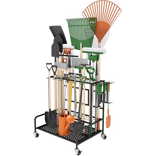 Garden Tool Organizer Rack with Wheels Up to 39 Tools | Garage Storage - Image 2