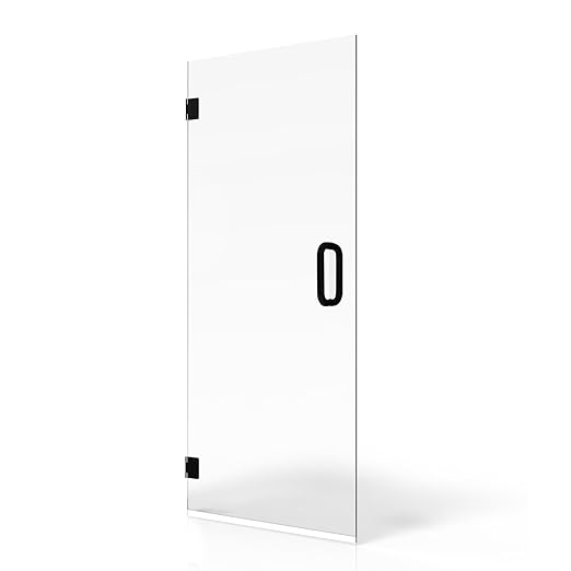 Fab Glass and Mirror Frameless Shower Door - 3/8" SGCC Tempered Safety Glass with SmartGuard Coating - Single Hinged Design - 28" x 76" Matte Black Finish