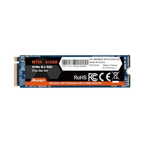 MMOMENT MT34 512GB PCIe 3.0 NVMe M.2 2280 SSD, 2000MB/s Read - Image 2