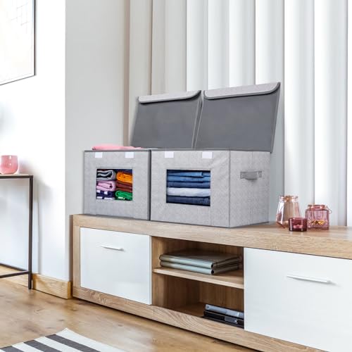 Univivi Fabric Closet Storage Bins with Lids for Shelves 4 Pack - Image 3