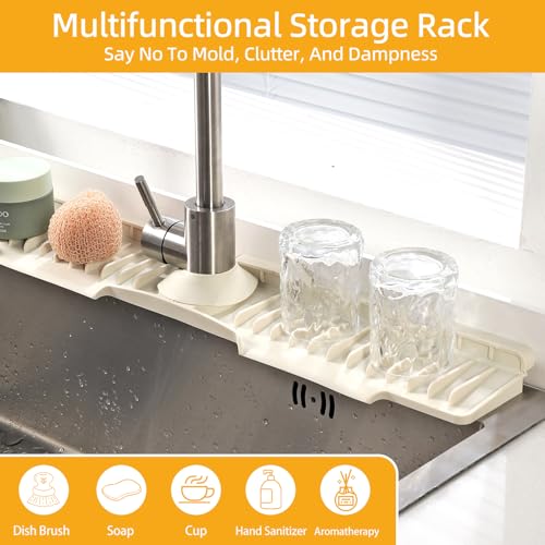 24" Silicone Sink Mat for Kitchen(Released in 2026), 2 PCS Beige - Image 7