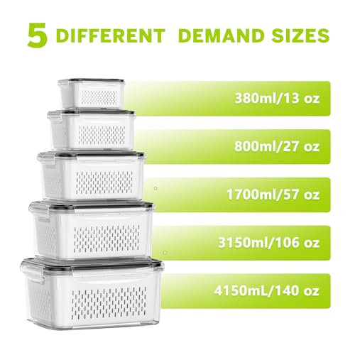 5 Pack Fruit Storage Containers for Fridge, Plastic Fruit - Image 4