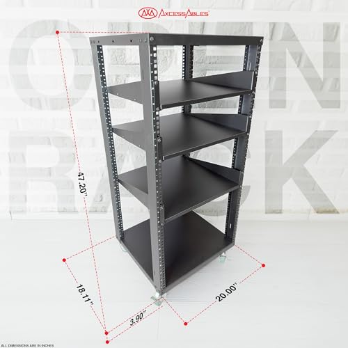 AxcessAbles 22U Open Frame Network & AV Rack with Caster Wheels - Image 4