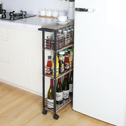 Slim Storage Cart for Small Spaces, 4 Tier Mobile Rolling Cart - Image 5