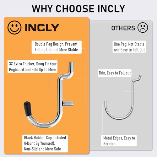 INCLY 176PCS Pegboard Hooks with Peg Locks, 1/4" Heavy Duty Metal - Image 4