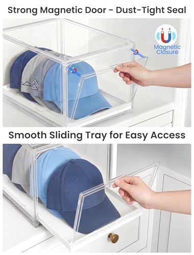 Hat Organizer for Baseball Caps: 2 Pack Clear Stackable - Image 5