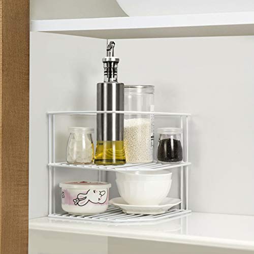 Kitchen Cupboard Organiser [2 Pack], 3 Tier White Corner Plate - Image 5