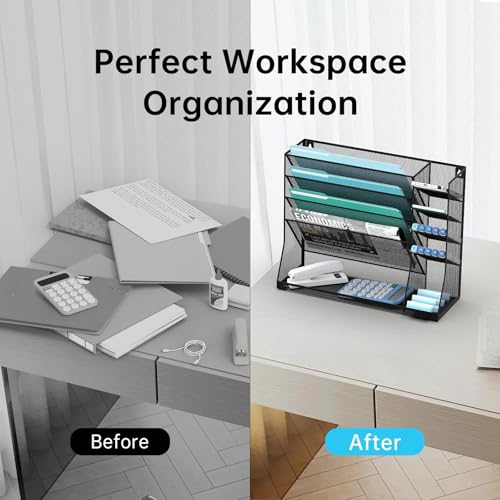 5-Tier Wall File Organizer and Wall File Holder with Bottom Tray - Image 8