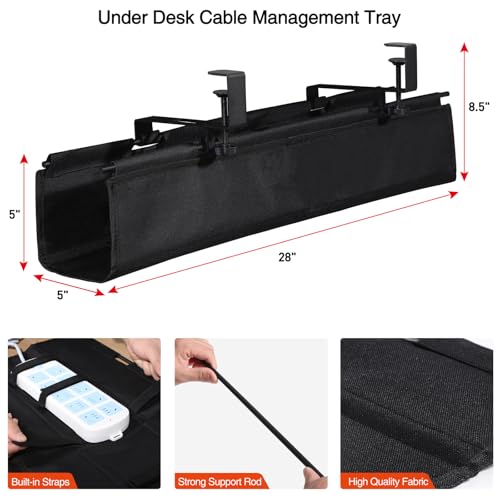 MAXECHO Under Desk Cable Management Tray 28" - Clamp on Wire - Image 3
