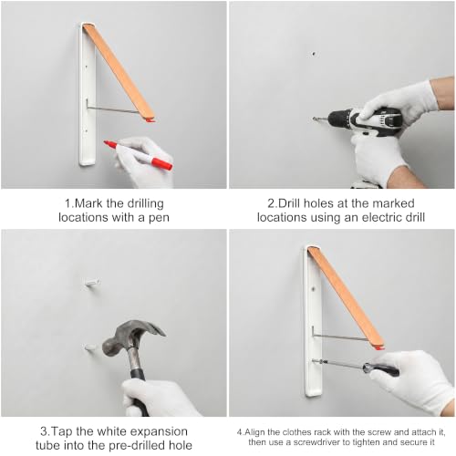 White Foldable Wall Mounted Clothes Drying Rack,Laundry Hanger - Image 6