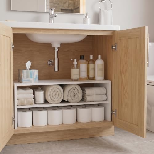 Whitmor Stackable 31" Extra Wide 2-Shelf Storage Organizer, White - Image 6